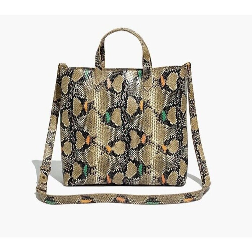 NWT $168 MADEWELL Zip-Top Transport Crossbody Snake Embossed Ed bag purse